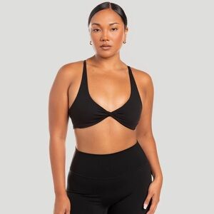 twist-front sports bra